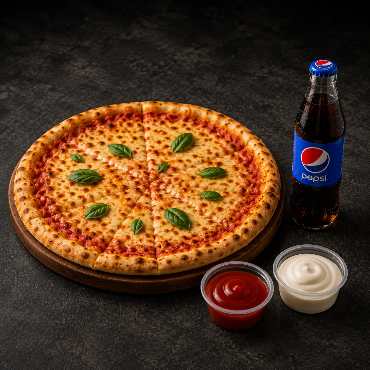 1 Orta Boy Pizza + 1 Küçük İçecek ve 2 Adet Sos