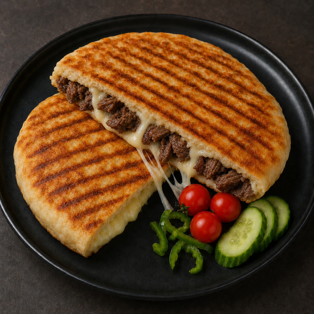 Kavurmalı Kaşarlı Bazlama Tost