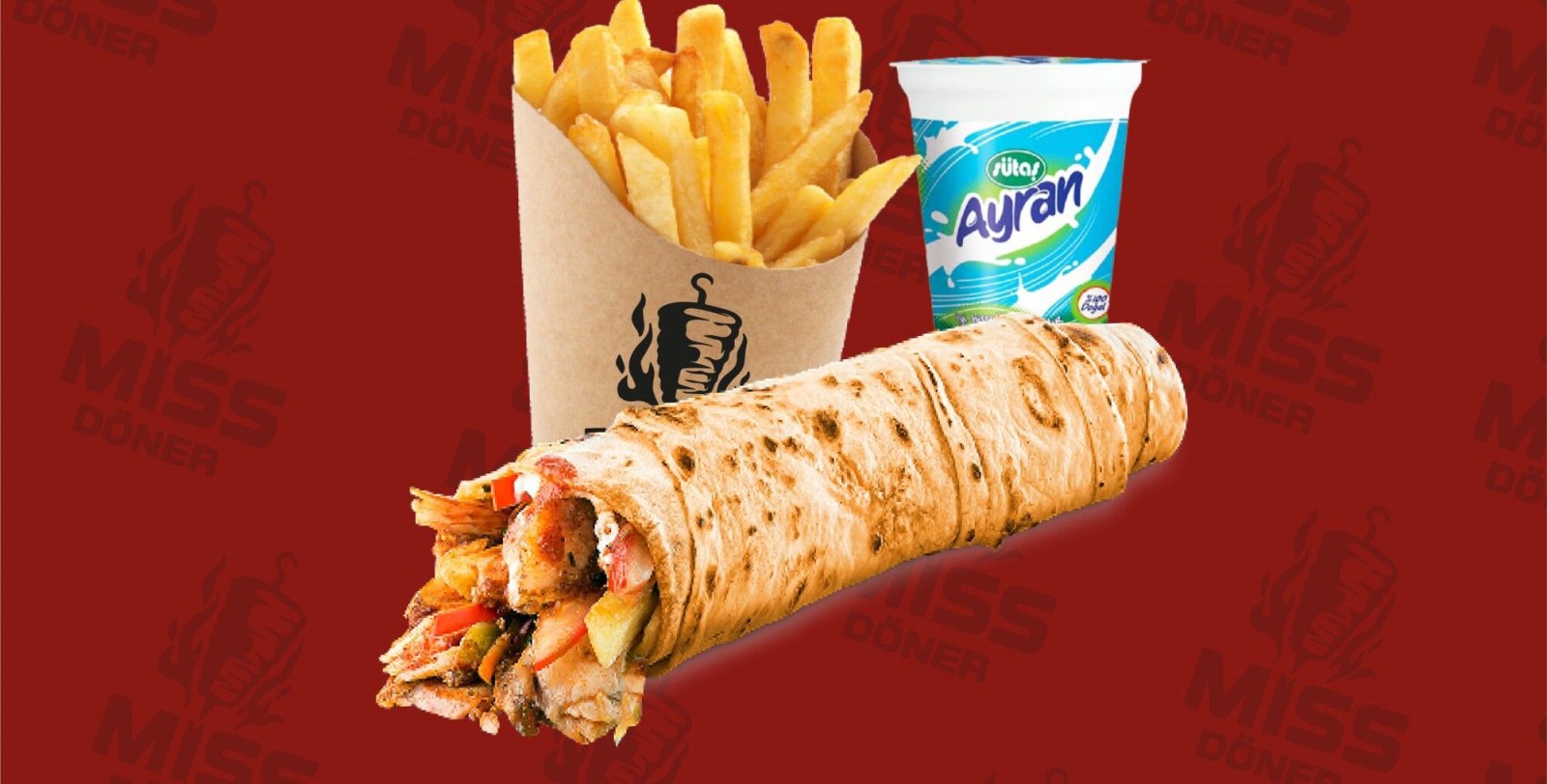 Tavuk Dürüm + Ayran + Kızartma