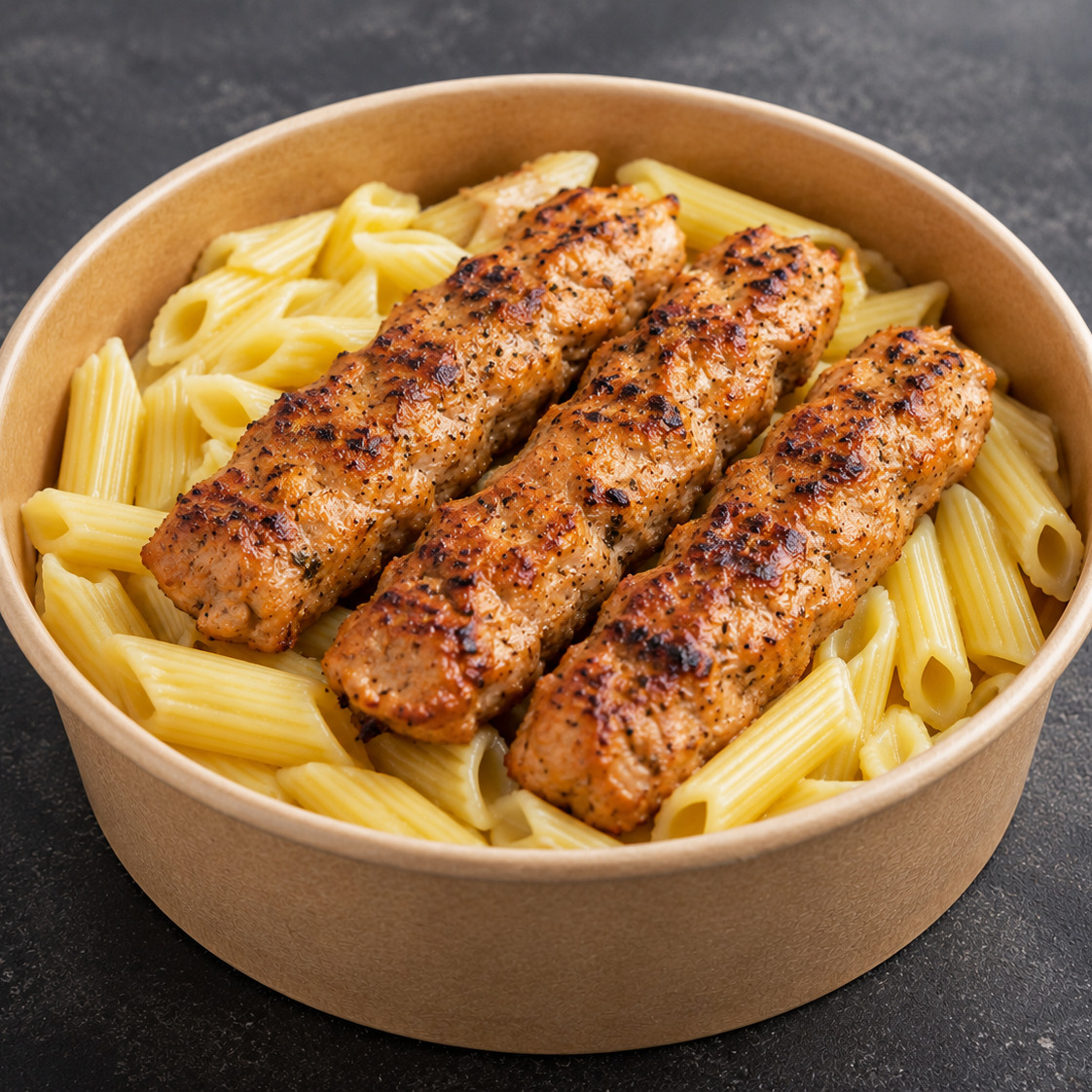 Penne Makarna Üstü Tavuk Kebap