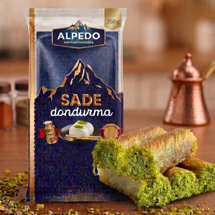 Fıstıklı Burma Kadayıf (yarım kilo), 250 gr Sade Kahramanmaraş Dondurması