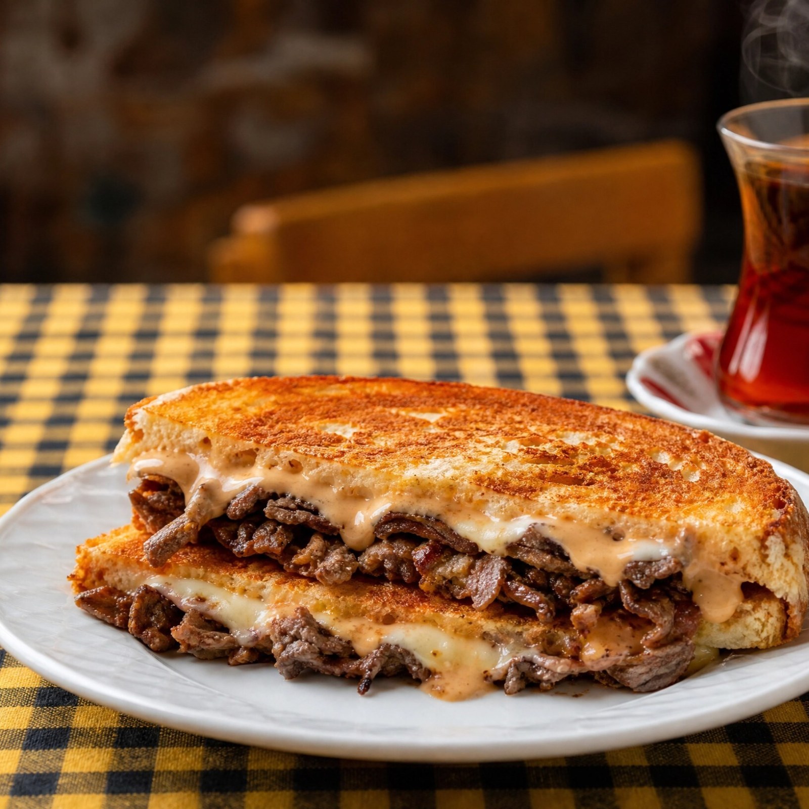 Kavurmalı Sucuklu Bazlama Tost