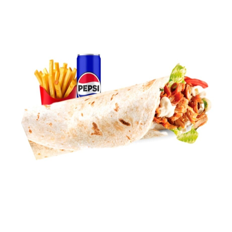 Eski Usul Tavuk Döner Dürüm Menü (200 Gr)