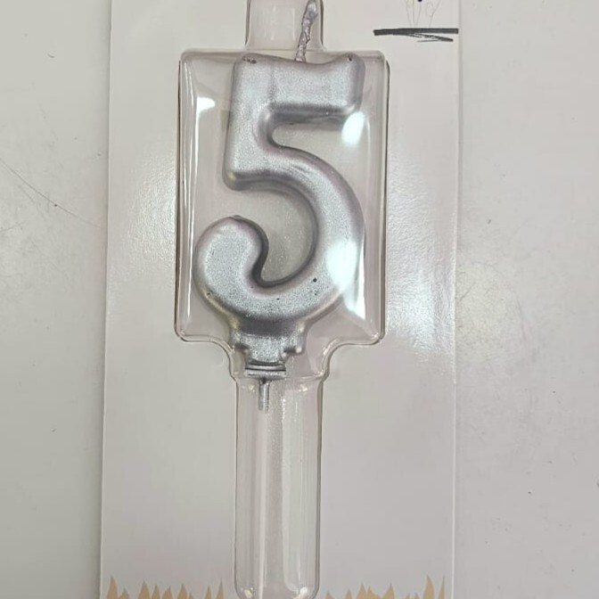 Gümüş Renk 5 Mum