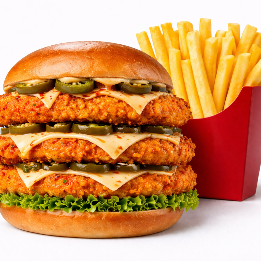 Triple Acılı Tavuk Burger
