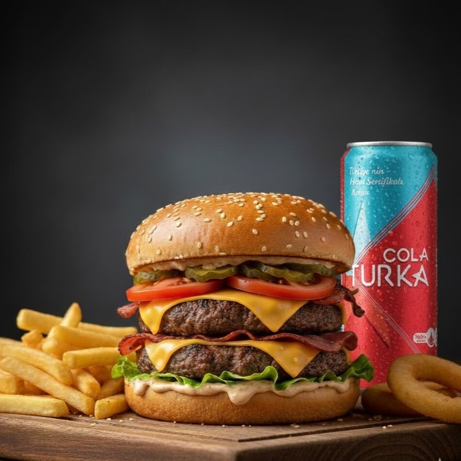 Double Burger + içecek + patates