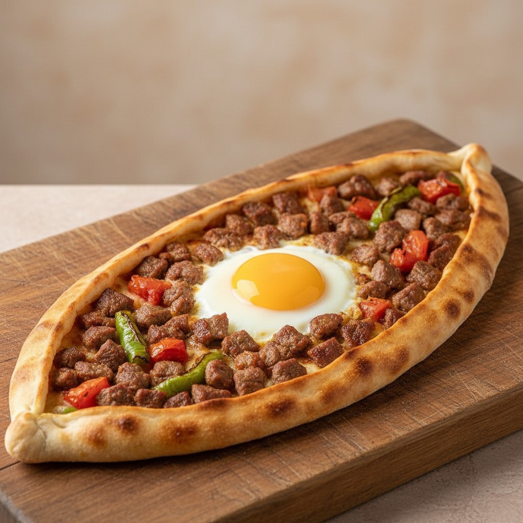 Kuşbaşılı Yumurtalı Pide