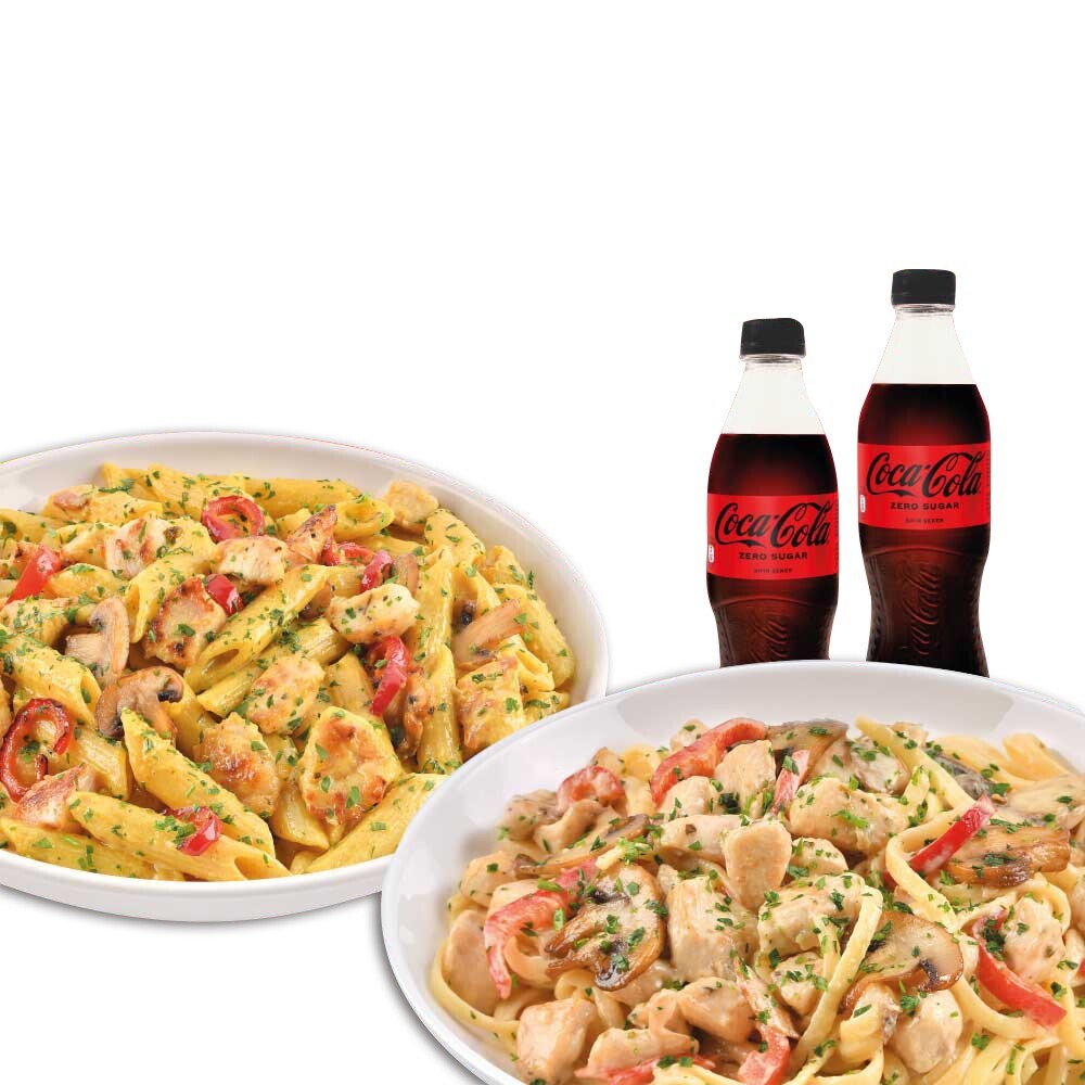 Körili Tavuklu Makarnam + Mantar Soslu Tavuklu Makarnam Menü
