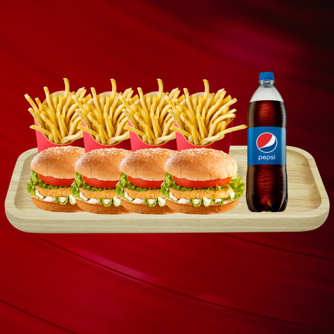4 Kişilik Tavuk Aile Burger Menü