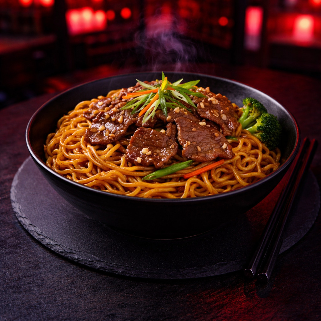 Sarımsak Soslu Dana Etli Noodle - Beef Noodle with Garlic Sauce