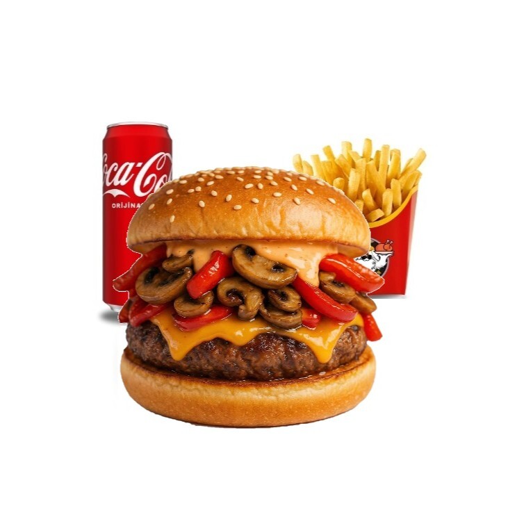 Mushroom Burger Menü (Et)