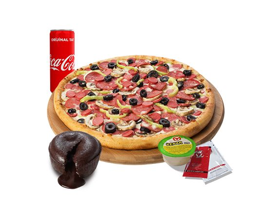 Orta Boy Pizza & Sufle & Kutu İçecek & Sos