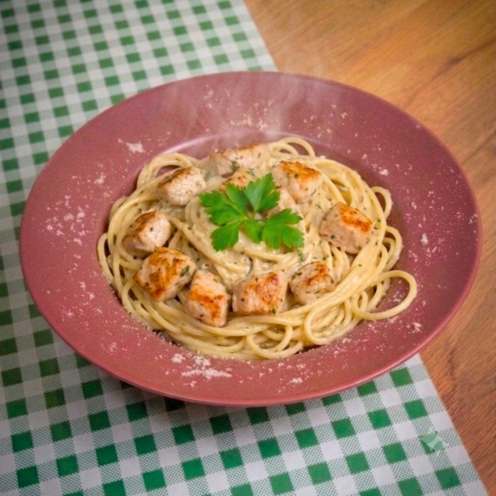 Tavuklu Kremalı Spagetti Makarna