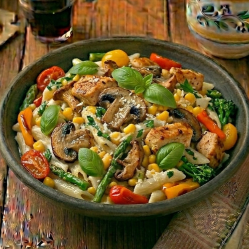 Kremalı Sebzeli Tavuklu Mantarlı