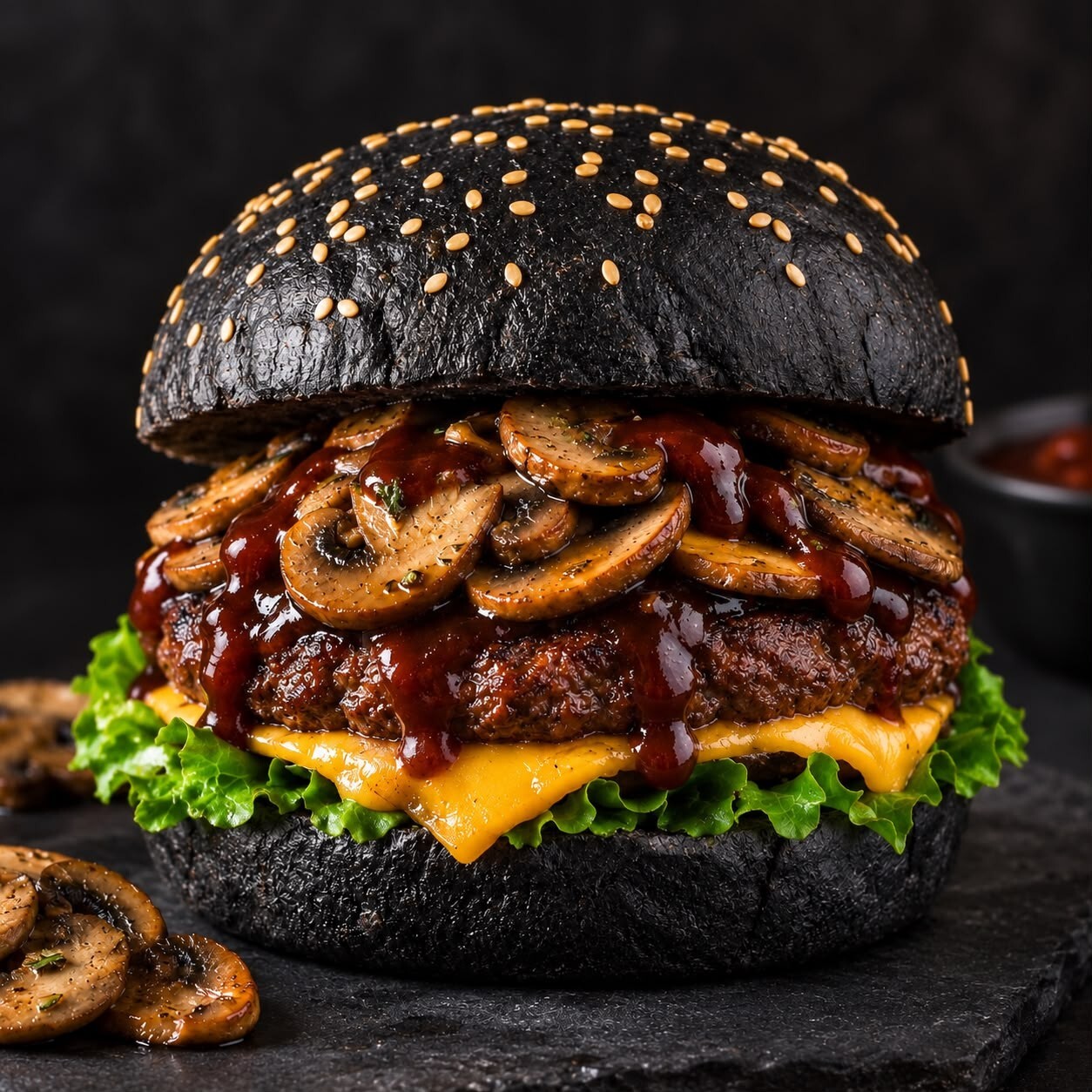 Black mushroom burger