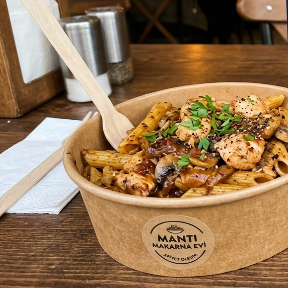 Barbekü Soslu Tavuklu Mantarlı Penne