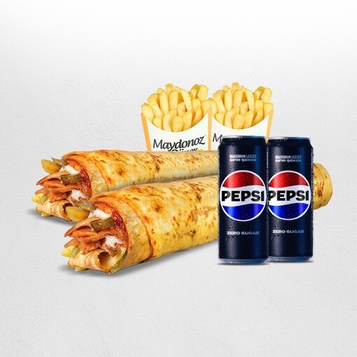 2'li Tavuk Döner Large Dürüm (45 cm.) Menü