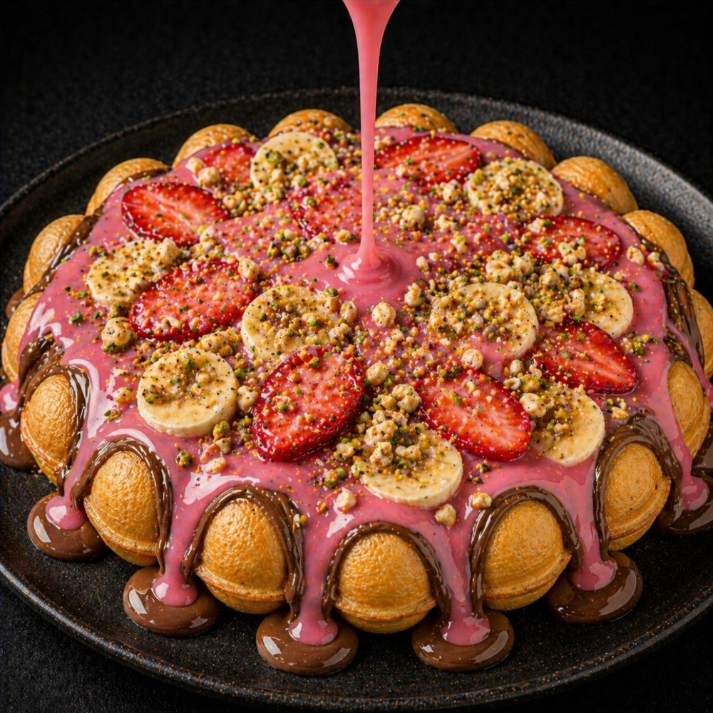 Frambuaz Soslu Bubble Waffle