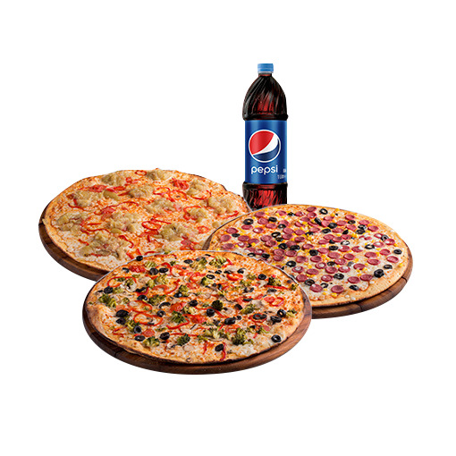 3 ORTA BOY PİZZA + İÇECEK (1 LT)