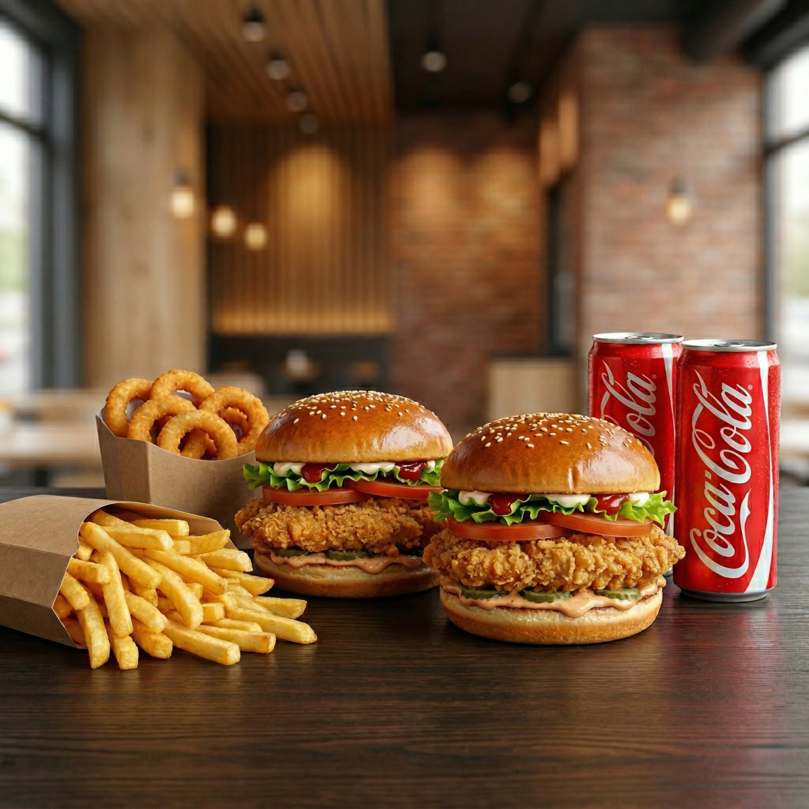 2'li Tavuk Burger Menü -Double Chicken Burger Combo