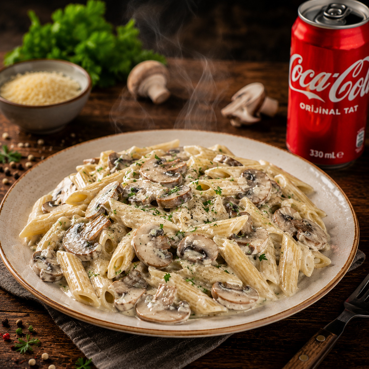 Mantarlı Kremalı Soslu Penne