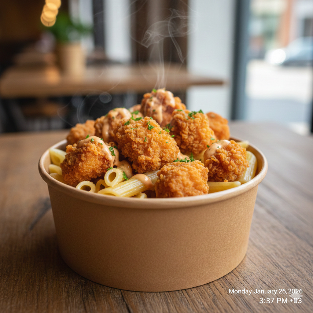 Penne Makarna Üstü Cıtır Tavuk