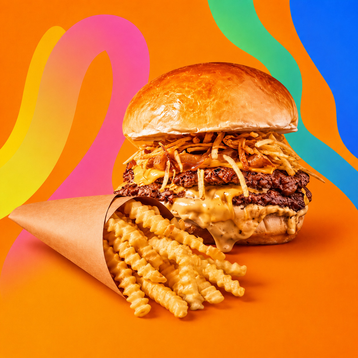 Cheese Smash Burger & Tırtıklı Patates