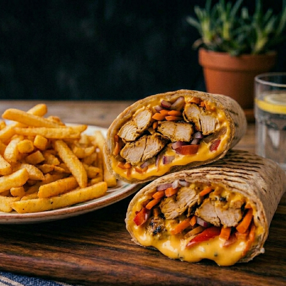 Cheddar Soslu Tavuklu Wrap