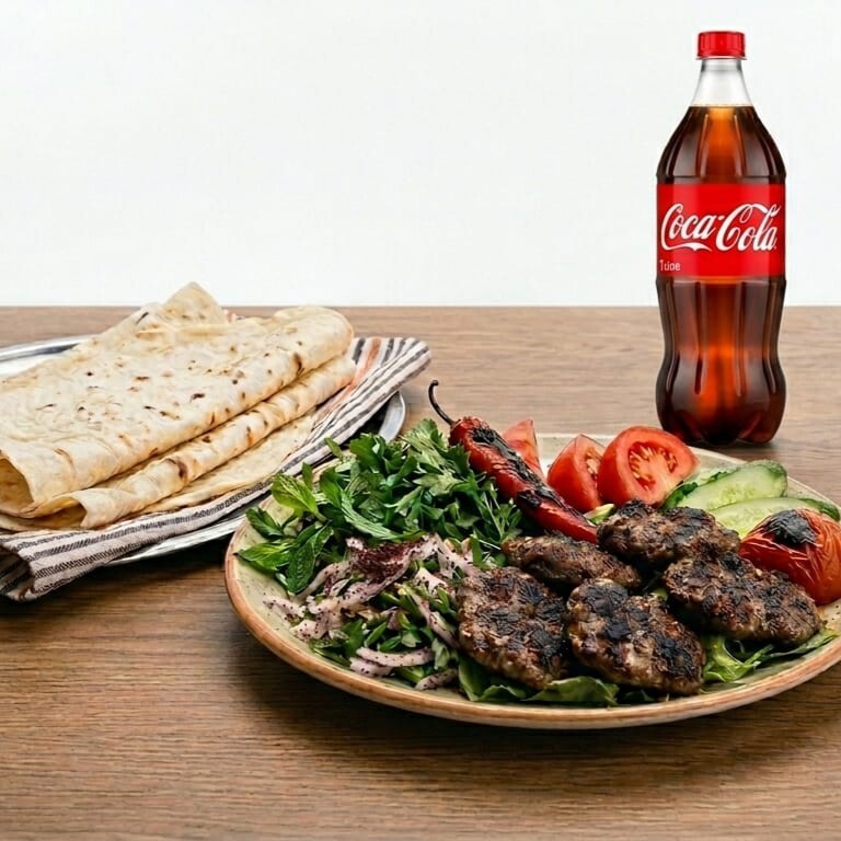 500 gr ızgara köfte 6 adet lavaş 1 litre içecek