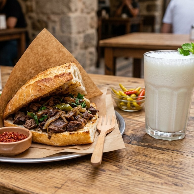 Ekmek Arası Kavurma & Ayran