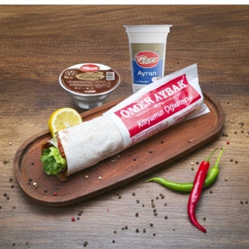 Çiğ Köfte Mega Dürüm [150 gr] + Ayran [170 ml] + Eker Tatlı Çeşitleri [100 gr]