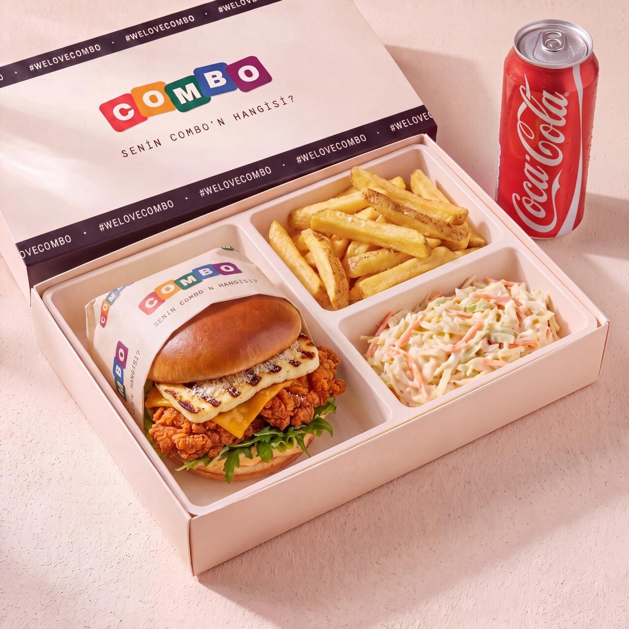3 Peynirli Cajun Burger Menü +1 Kutu İçecek