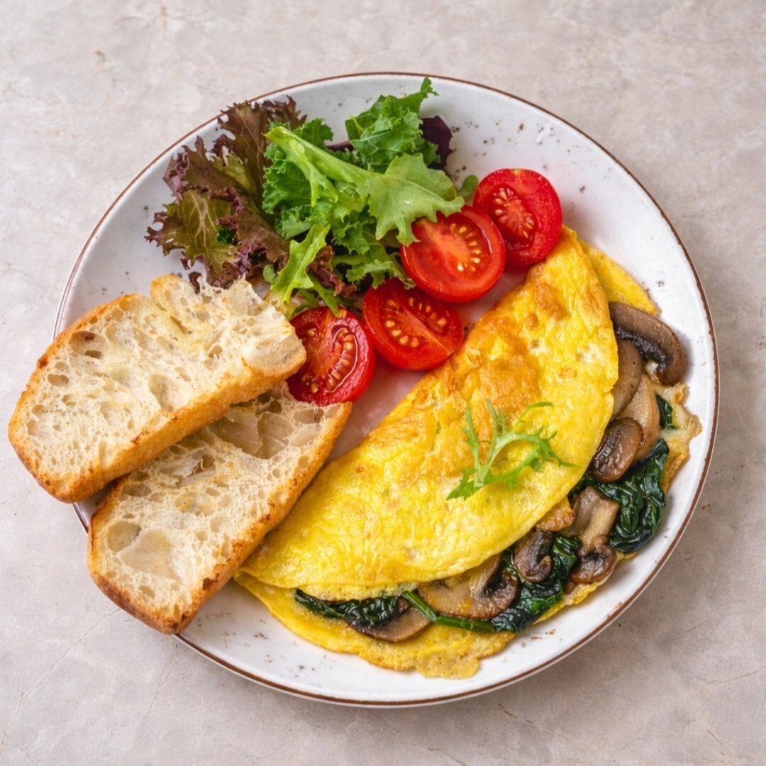 Mantarlı Ispanaklı Omlet