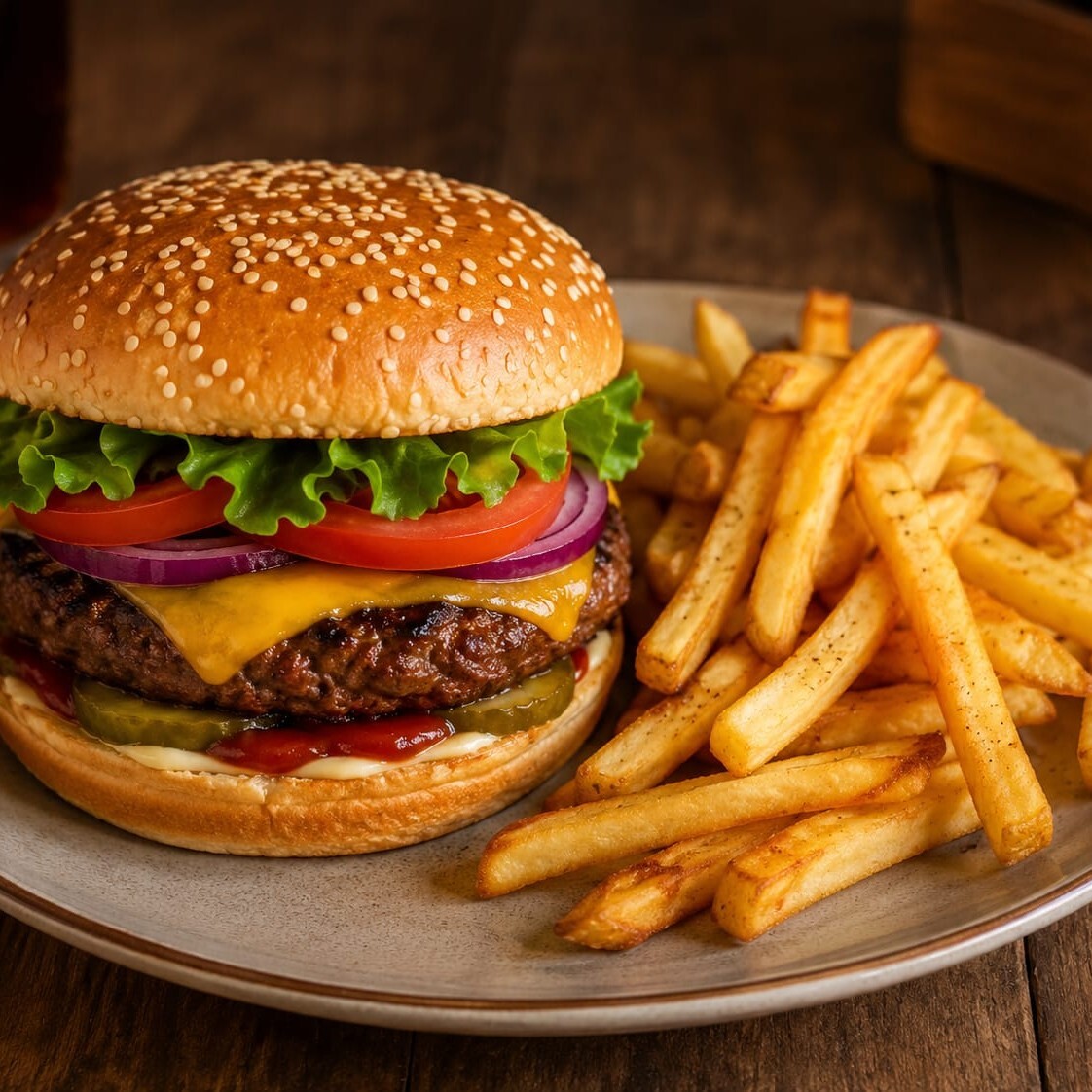 1 Et Burger + Kızartma