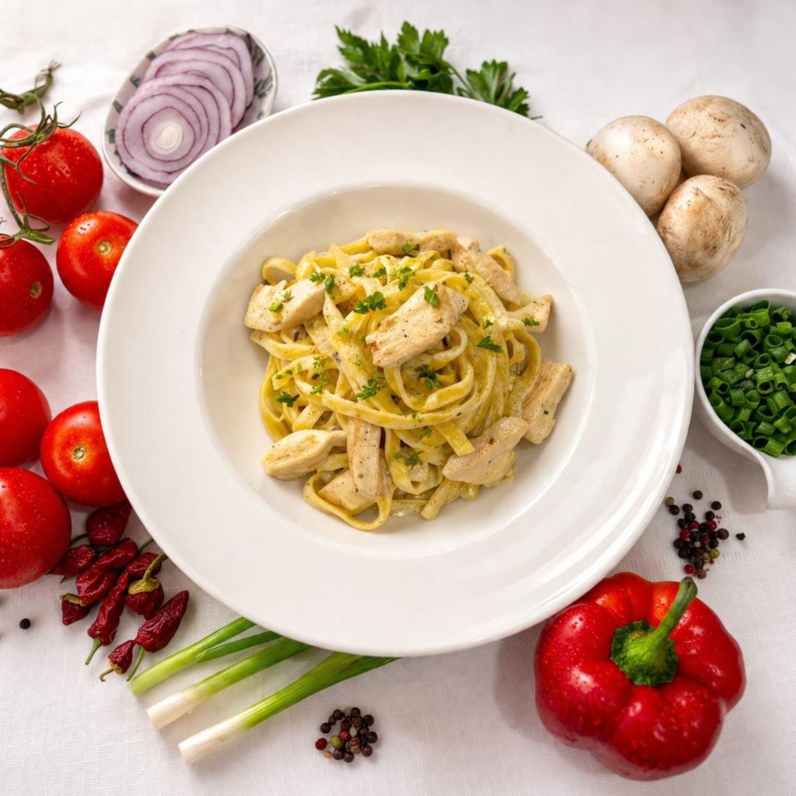 Tavuklu ve Kremalı Tagliatelle