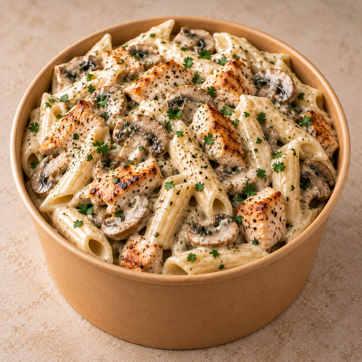 Kremalı Mantarlı Tavuklu Penne