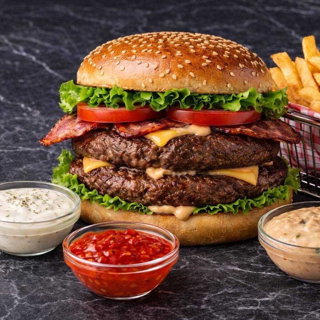 Double Dana Antrikot Burger (Büyük Boy)