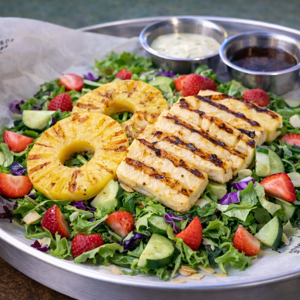 Izgara Hellim ve Ananas Salata
