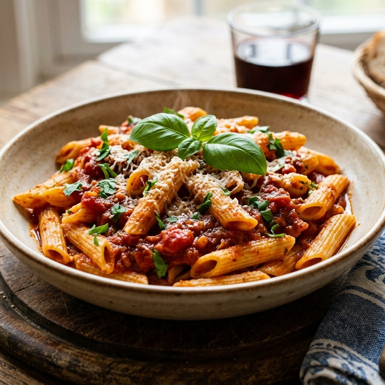 Domates Soslu Penne Alfredo Makarna