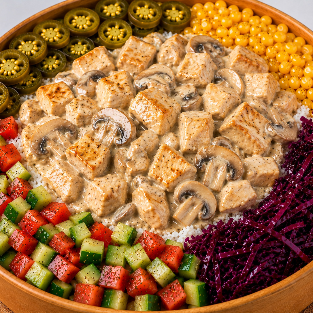 Kremalı Mantarlı Tavuklu Pilav