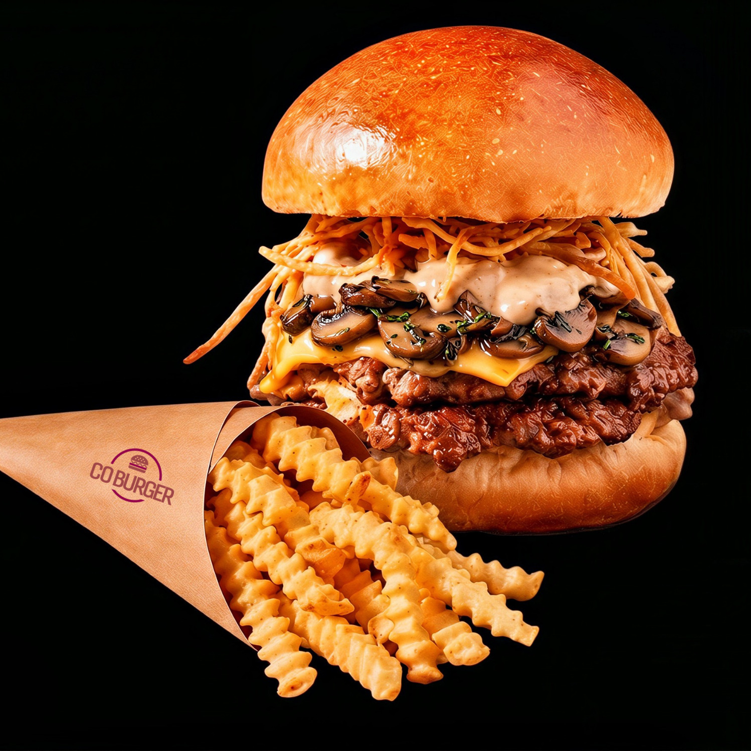 Mantarlı Smash Burger & Tırtıklı Patates