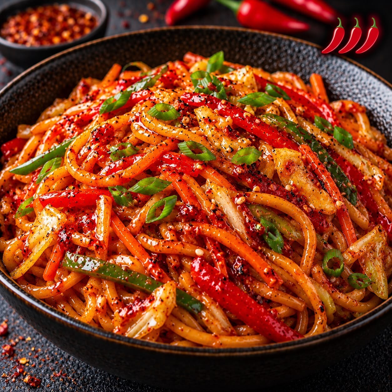 Acı Soslu Sebzeli Noodle