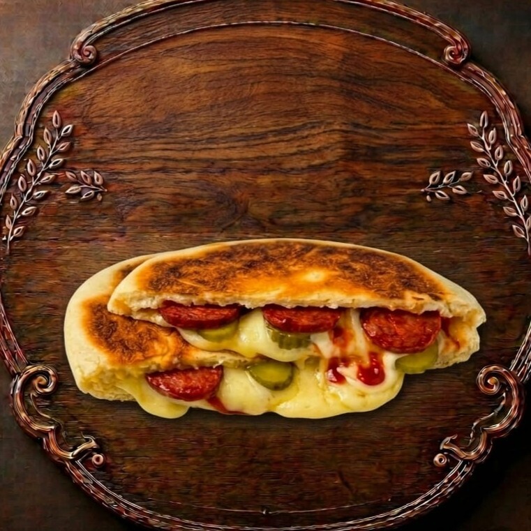 Sucuklu Kaşarlı Bazlama Tost (Bazlama ekmeği 150 gr)