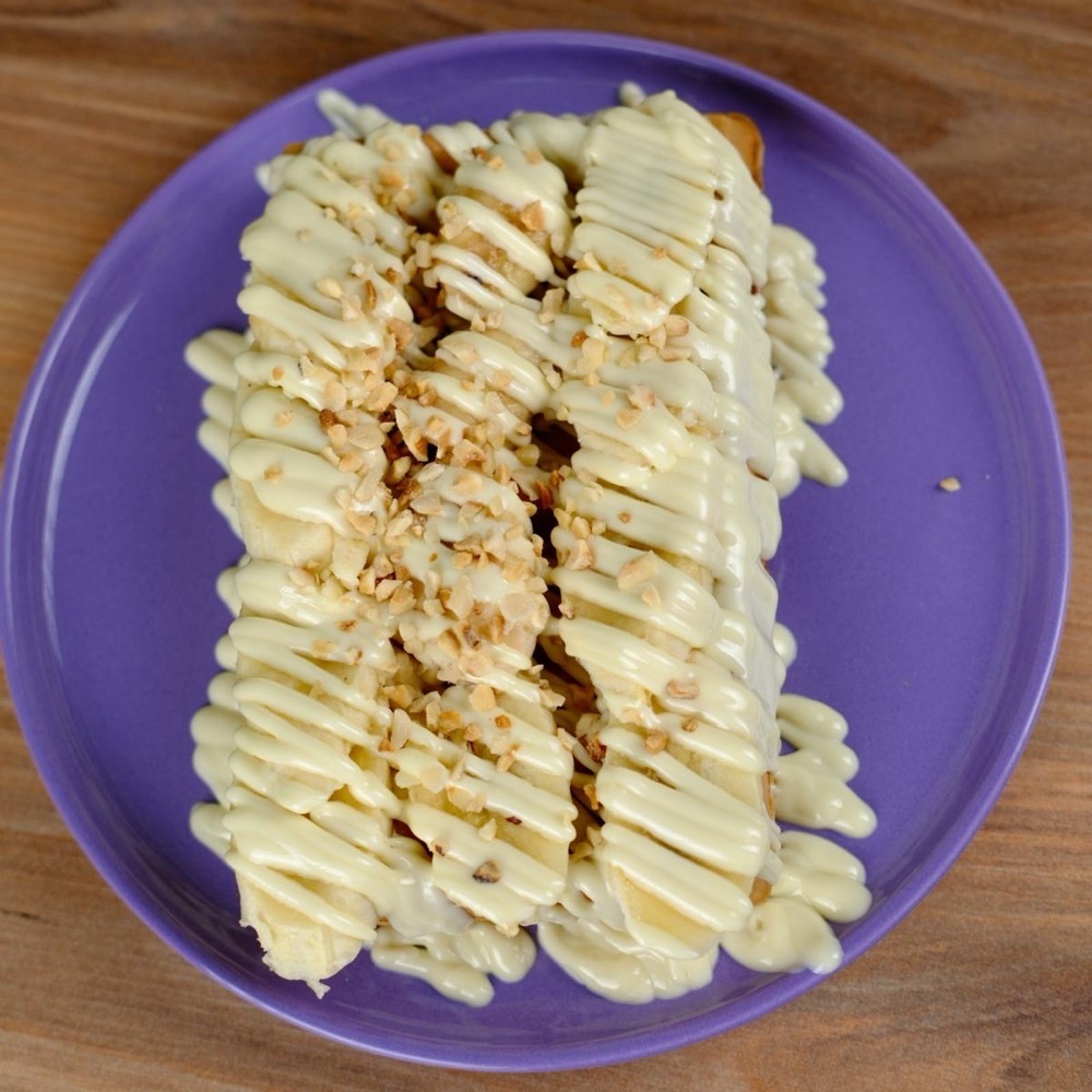 Beyaz Çikolata Muzlu Waffle (Belçika Hamur)