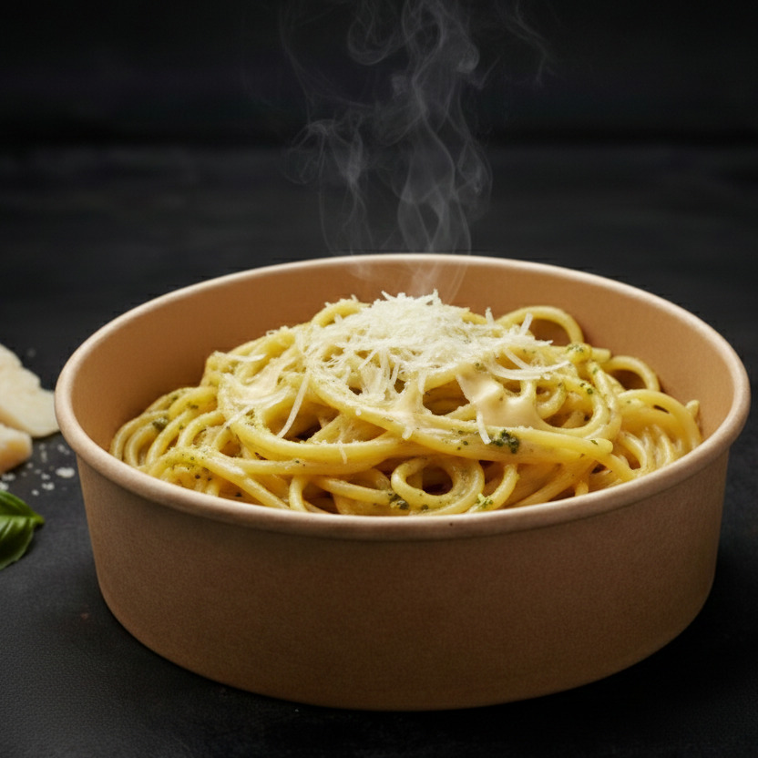 Çanak’ta Quattro Formaggi Incanto Spaghetti (Dört Peynirin Büyüsü)
