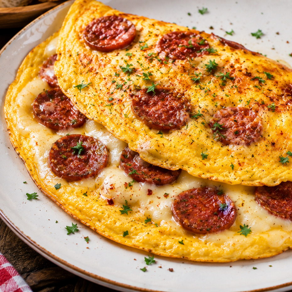 Sucuklu Kaşarlı Omlet