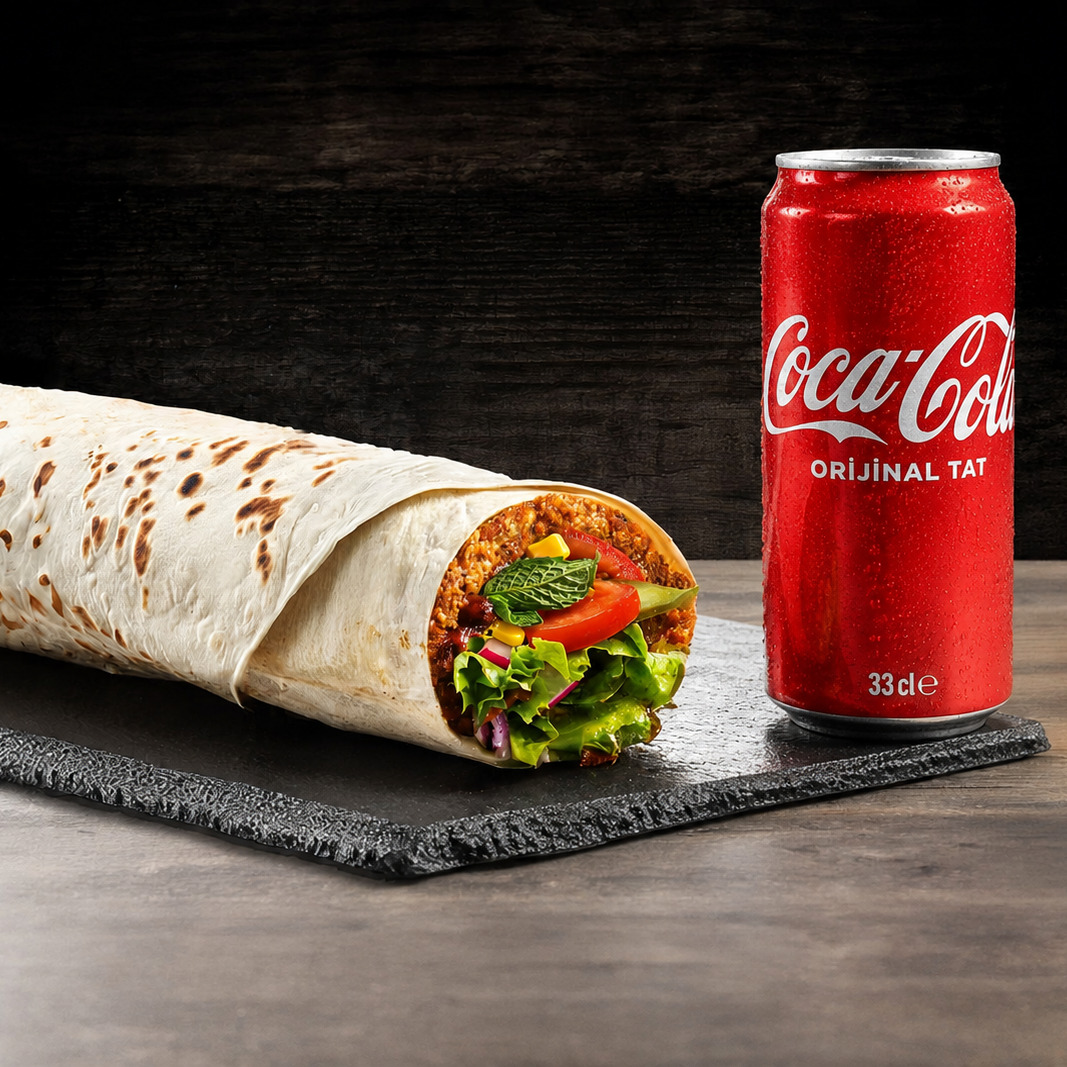 100 gr Çiğ Köfte Dürüm + Coca Cola (33 ml)