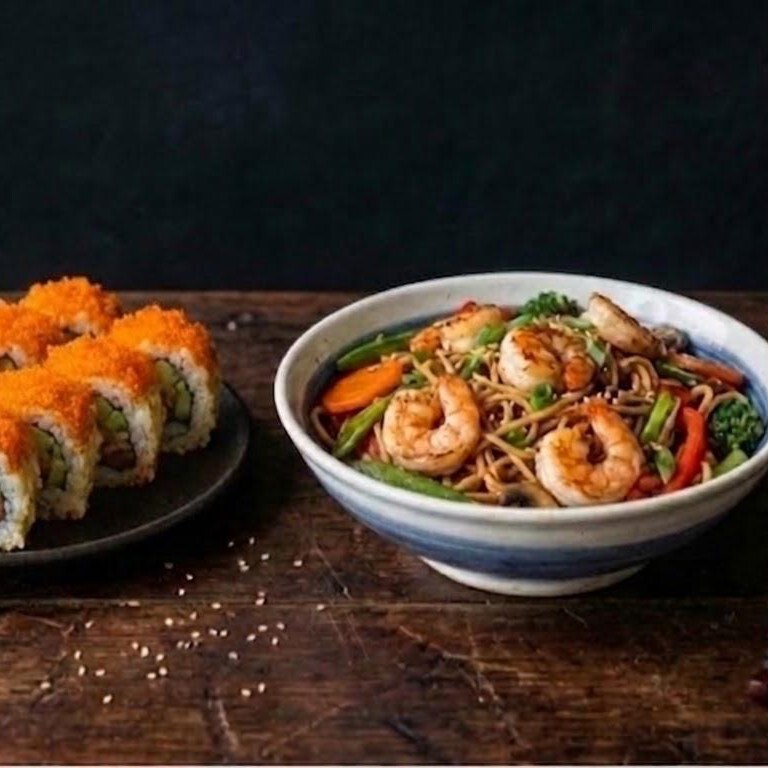 Somon Roll + Karidesli Noodle + 1 Coca Cola 330 ml