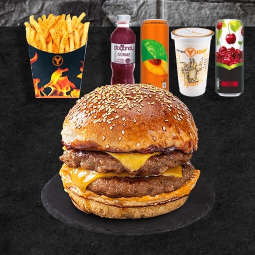 Burger (Çift Köfte) - Patatesli Menü