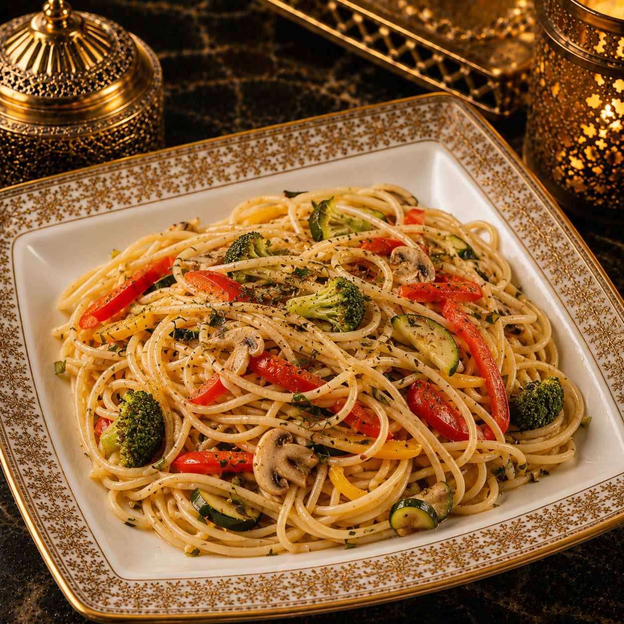 Spaghetti Sebzeli
